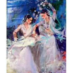 Faiqa Uppal, 40 x 48 Inch, Acrylics on Canvas, Figurative Painting, AC-FQUP-007 Faiqa Uppal, 40 x 48 Inch, Acrylics on Canvas, Figurative Painting, AC-FQUP-007